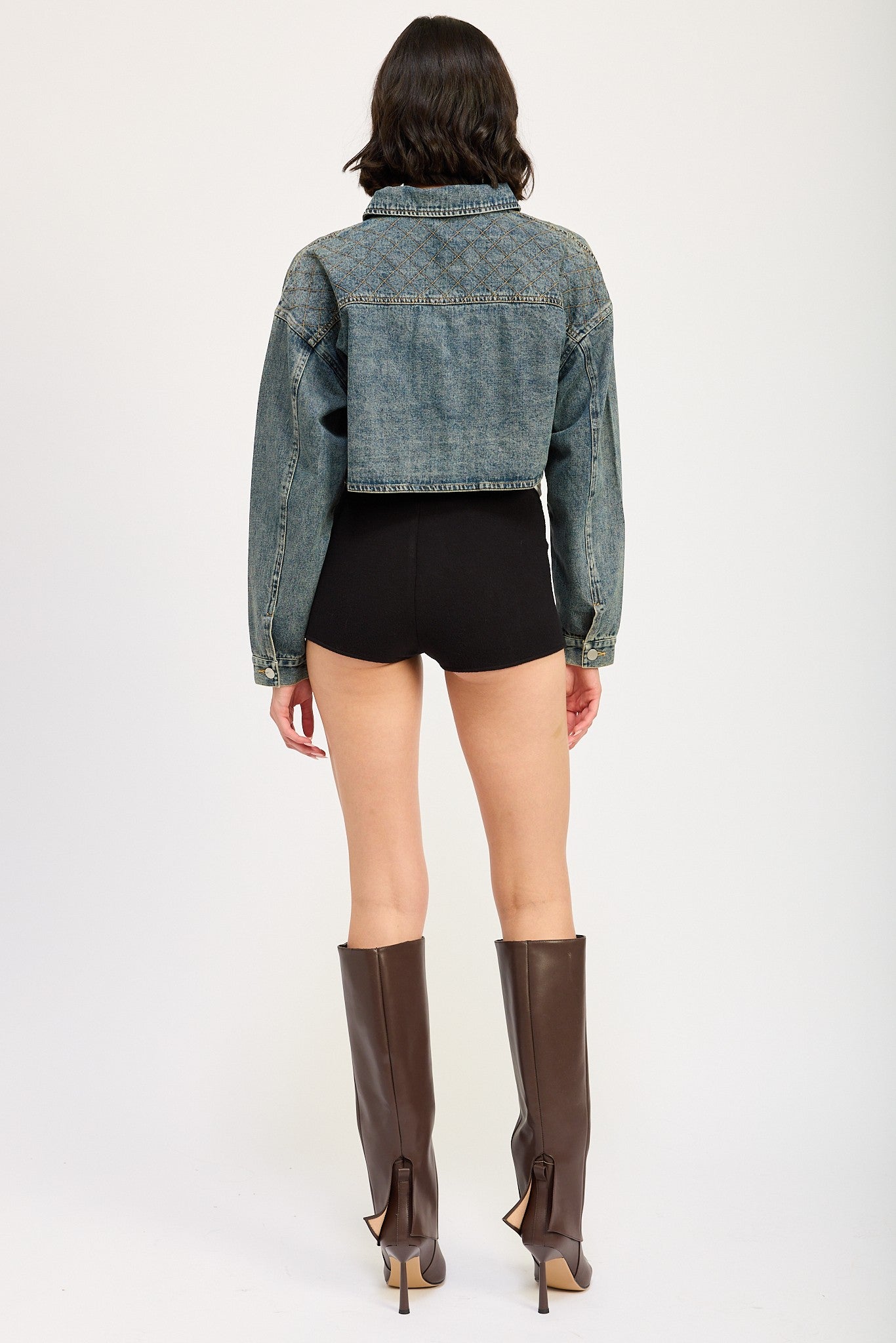 Embroidered Denim Crop Jacket