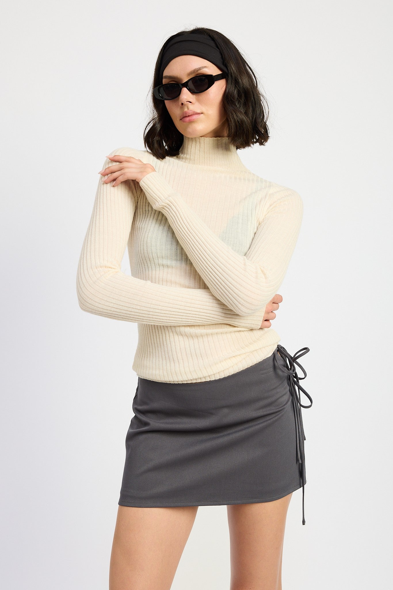 Mini Low Waisted Skirt With Ribbon Ties